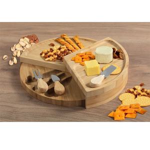 <span class=keywords><strong>Plateau</strong></span> de service circulaire en bambou ZB avec ensemble de couteaux en acier inoxydable planche de service avec tiroir à couteaux <span class=keywords><strong>pivotant</strong></span> - Product Image 4