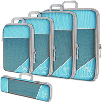 Organiseurs de voyage compressibles, lot de 5 pièces, grande capacité, imperméables, sacs de rangement multifonctionnels pour la famille, cubes de rangement pour les voyages