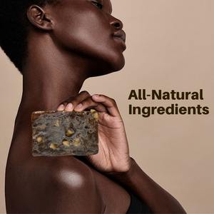 Jabón Negro Africano en Barra, Blanqueador, Adelgazante, con Manteca de Karité, Elimina el Acné y las Manchas Oscuras, Suaviza <span class=keywords><strong>la</strong></span> Piel del Rostro, Cuerpo y Cabello, 100g - Product Image 1