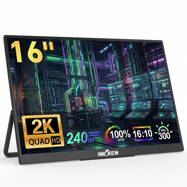 16 Inch Laptop Screen Extender 2560X1600 2K QHD 240Hz IPS Matte Screen for Macbook Surface Pro PS5 Xbox