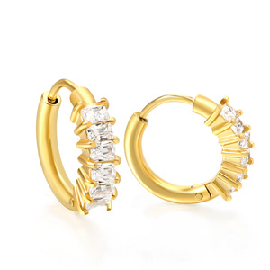 Fashion <b>Stud</b> <b>Earrings</b> Gold Flower Shape <b>Crystal</b> Inlay Stainless Steel Party Jewelry EA32300AG - Product Image 5