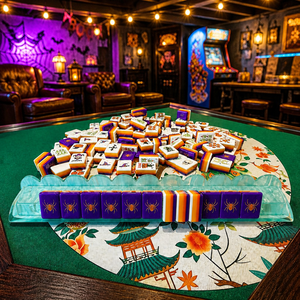 Juego <span class=keywords><strong>de</strong></span> Fichas <span class=keywords><strong>de</strong></span> Mahjong <span class=keywords><strong>de</strong></span> Halloween, 160 Fichas Acrílicas <span class=keywords><strong>de</strong></span> Mahjong Americano, Color Morado Medianoche con Estuche <span class=keywords><strong>de</strong></span> Arañas, Venta al por Mayor OEM - Product Image 4