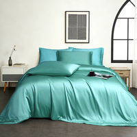 Ensemble de draps de lit king size en bambou naturel tissé de luxe, 4 pièces, 300 fils, motif uni, style moderne, toutes saisons, OEKO-TEX
