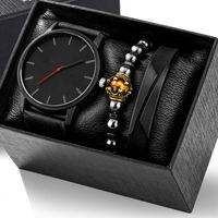 Montre à la mode pour hommes avec, boîte montres à quartz bracelet ensemble avec boîte sport affaires horloge calendrier montres pour hommes ensembles de bijoux/