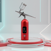 Kit de maquillage aérographe avec écran LED, design carré, pression réglable 35 PSI, 3 options de pression, alimentation par gravité, écologique