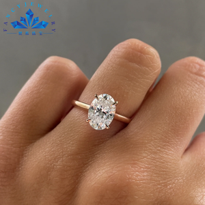 보석 18K 로즈 골드 가격 원래 결혼 약혼 타원형 에메랄드 배 멋진 실험실 성장 Moissanite 다이아몬드 반지 여성용 남성용 - Product Image 4