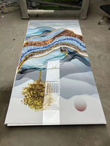 Panneau mural en <span class=keywords><strong>dalle</strong></span> <span class=keywords><strong>de</strong></span> marbre <span class=keywords><strong>PVC</strong></span> haute brillance avec revêtement UV, taille 1200x2400 mm, décoration intérieure pour <span class=keywords><strong>salle</strong></span> <span class=keywords><strong>de</strong></span> <span class=keywords><strong>bain</strong></span> et escalier - Product Image 1