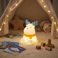 Petite lampe de chevet LED en silicone en forme d'elk avec capteur de mouvement, lampe de table LED intégrée avec batterie, Saint-Valentin, anniversaire