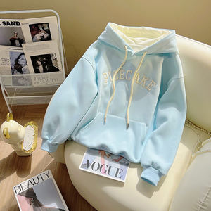 <span class=keywords><strong>Sudadera</strong></span> con Capucha de Invierno de Alta Calidad para <span class=keywords><strong>Mujer</strong></span>, con Letras Bordadas en Contraste, Gruesa, de Felpa, Holgada, Antiencogimiento - Product Image 1