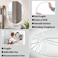 Miroir de salle de bain mural sans cadre en acrylique ovale incassable fabriqué en Chine pour la décoration de chambre à coucher