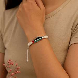 Wholesale New Arrival Handmade Palestine <b>Ribbon</b> Hijab Wristbands Palestine Webbing Braided Arabic Scarf Wristbands Gift - Product Image 5