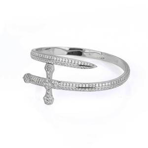 Factory ODM Full Diamond Crusted Crusader Blade <b>Bangle</b> Moissanites Authentic Gold Dipped 925 Sterling Silver Urban Bling Custom - Product Image 6