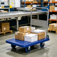 Chariot à plateforme en plastique à quatre roues OEM pour la logistique d'entrepôt, d'usine et la manutention de matériaux industriels