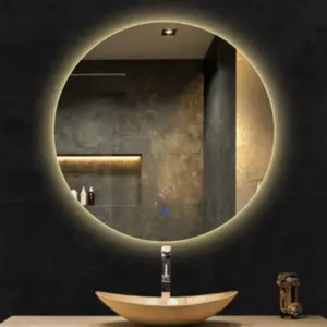 Customized Smart Bathroom Hotel Special Round Shaped Fog Less Touch Screen Led Mirror Bathroom