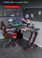 Bureau de Jeu PC Personnalisé Noir LED RGB, Table de Course pour Maison et Bureau Informatique