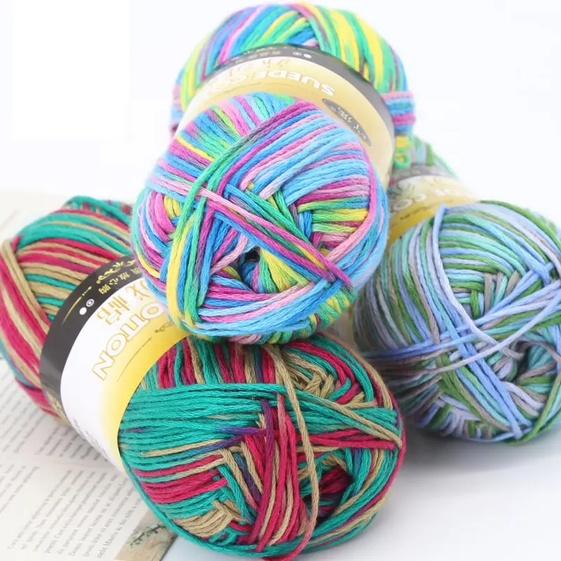 Fil multicolore en laine, g de laine, arc-en-ciel, crochet acrylique, réutilisable, vente en gros