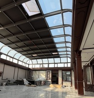 Véranda en aluminium à toit courbé double face, en verre, autoportante, pour jardin, design moderne, solarium pour villa, cour résidentielle