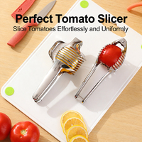 Trancheuse à tomates manuelle en acier inoxydable, durable, facile à nettoyer, pour la cuisine, coupe-citron, outils pour fruits et légumes, support inclus