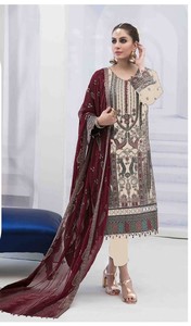 Costume lourd en fausse Georgette Anarkali dans de belles couleurs - Product Image 3