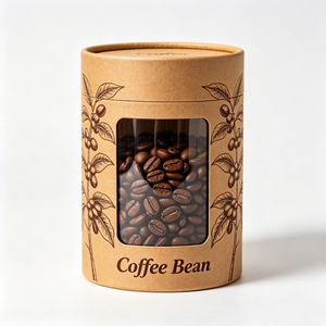 cycled Kraft Paper Tube with <b>Transparent</b> clear PVC Cylinder Aluminum Foil Gift Food Coffee Bean <b>Box</b> Packaging Cream Bottle - Product Image 1