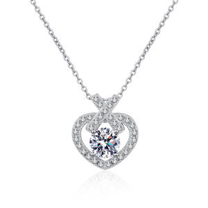 High Quality Fine Jewellery 925 Sterling Silver 1CT Moissanite <b>Necklace</b> <b>Heart</b> Charm Pendant Women's Fashion <b>Necklace</b> Gifts - Product Image 1