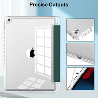 Étui arrière transparent en acrylique pour iPad 9e génération 10,2 pouces, étui intelligent avec support pour stylet, étui magnétique pliable en trois parties pour tablette