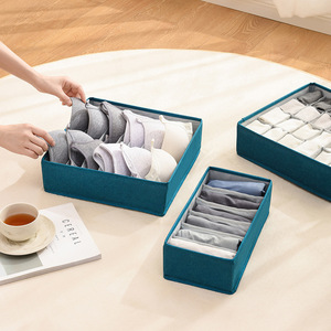Clothing Organizer <b>Drawer</b> Style Underwear <b>Storage</b> <b>Box</b> With Compartments Foldable Lidless Rectangle Solid Color Sock Organizer - Product Image 3