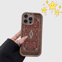 Coques de téléphone antichoc à motif tapis pour iPhone 17 Air 16 15 Plus Pro Max 14 13 12 11 X XR – Protection arrière anti-chute
