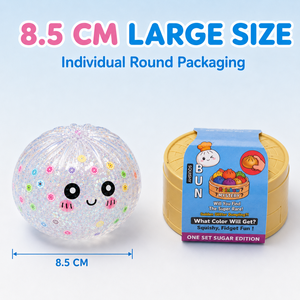 Jouet sensoriel anti-stress souple et coloré en forme de boulette de fruits scintillante de 8,5 cm avec emballage cadeau vapeur - Product Image 5
