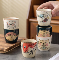 Décoration d'intérieur, tasse à thé en céramique en forme de chien ou de chat porte-bonheur, style rétro chinois, tasse à café en céramique, vaisselle japonaise, tasse mignonne