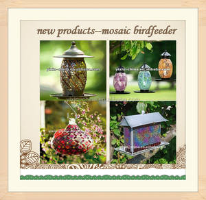 Mosaïque de verre en forme de pomme bleue suspendue Mangeoire à oiseaux extérieure Caractéristique écologique Type de bol - Product Image 5