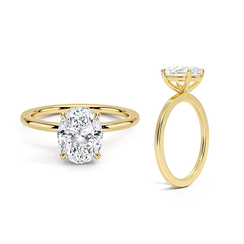 14K oval diamond ring