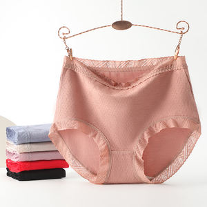 <strong>Cotton</strong> Plus Size Women's <strong>Panties</strong>, <strong>Lace</strong> Waistband Women's Underwear, <strong>Cotton</strong> Large-size High-waisted Women's <strong>Cotton</strong> <strong>Panties</strong> - Product Image 2
