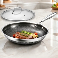 Set Peralatan Masak Stainless Steel 304 Anti Lengket dengan Tutup Kaca, Kompatibel dengan Induksi