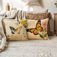 Housse de coussin papillon rétro à ressort, 4 pièces, motif floral papillon coloré, adapté à la décoration de la terrasse à domicile