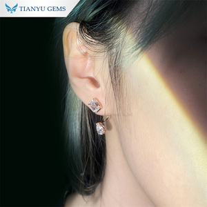 Tianyu Đá Quý 18K Rose Gold Emerald Cắt Và Lê Cắt Moissanite Def Vvs1 Bông Tai Cho Phụ Nữ Đảng - Product Image 6