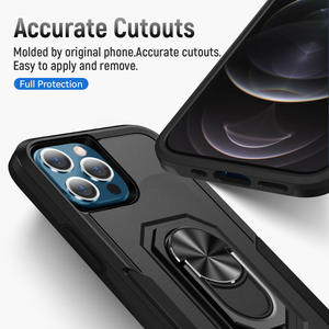 Offre Spéciale Conception Militaire Mobile Téléphone Couverture Avec Magnétique Métal Doigt Anneau Béquille Cas de Téléphone portable Pour iPhone 13 mini <span class=keywords><strong>Pro</strong></span> max - Product Image 2