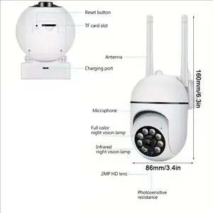 Telecamera di Sicurezza IP WiFi da Esterno Full HD con Sensore CMOS 3MP, Rilevamento Umano, Visione Notturna <span class=keywords><strong>e</strong></span> Audio per <span class=keywords><strong>Sorveglianza</strong></span> - Product Image 6