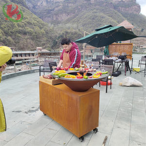 Barbecue extérieur européen, grilles de foyer en acier, <span class=keywords><strong>grille</strong></span> de foyer en acier, barbecue en acier avec plaque circulaire, jardin de maison en plein air - Product Image 2