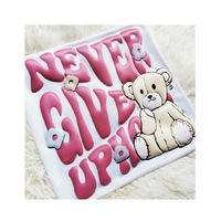 Etiquette de transfert de chaleur en mousse pour T-shirt à impression 3D lapin personnalisée en gros pour les vêtements