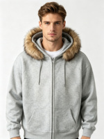 Sweat à capuche unisexe d'hiver à fermeture éclair, personnalisable, imprimé par transfert thermique, respirant, en polaire, col montant, ODM