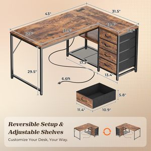 Modern minimalist <b>computer</b> storage <b>desk</b>, cross-border home use, multi-functional L-shaped office <b>desk</b>, floor-standing writing - Product Image 4
