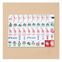 Tuiles de Mahjong américaines à double couche rouge et blanches en résine, motif dragon et bouledogue peint à la main, ensemble portable