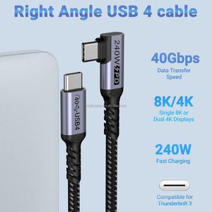 240W USB4 Cable for Thunderbolt 4 - 90 Degree USB <b>Type</b> <b>C</b> Fast Charging Cable - 40Gbps Data Transfer - 8K 60Hz Video Display - Product Image 6