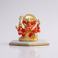 Statue de Hanuman Panchmukhi plaquée or 24 carats, émail orange, idole religieuse hindoue, décoration pour la maison et le temple, cadeau de mariage, artisanat