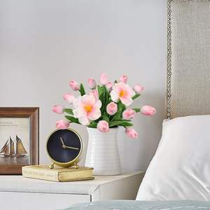 Lot de bouquets de tulipes réalistes en gros, fleurs artificielles blanches en PU souple de haute qualité pour restaurants - Product Image 5