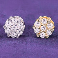 GRA Hip hop Ice Out Bling 925 Sterling Silver Pass Diamond Tester VVS Moissanite 10MM bunga Cluster anting Stud untuk pria