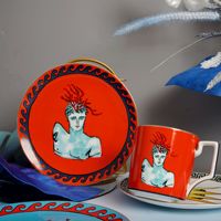 Assiettes en Porcelaine Fine Poseidon Mythologie Grecque, Design Cartoon, Assiettes à Steak et Dessert en Céramique Écologiques