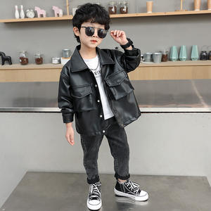 Blouson de moto en cuir pu pour enfants, col rabattu, garçon, nouvelle collection <span class=keywords><strong>printemps</strong></span> - Product Image 3