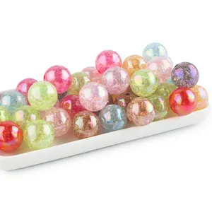 Vente en gros de mode nouveau collier de fabrication de bijoux épais perles acryliques brillantes transparentes craquelées Ab 14mm16mm20mm